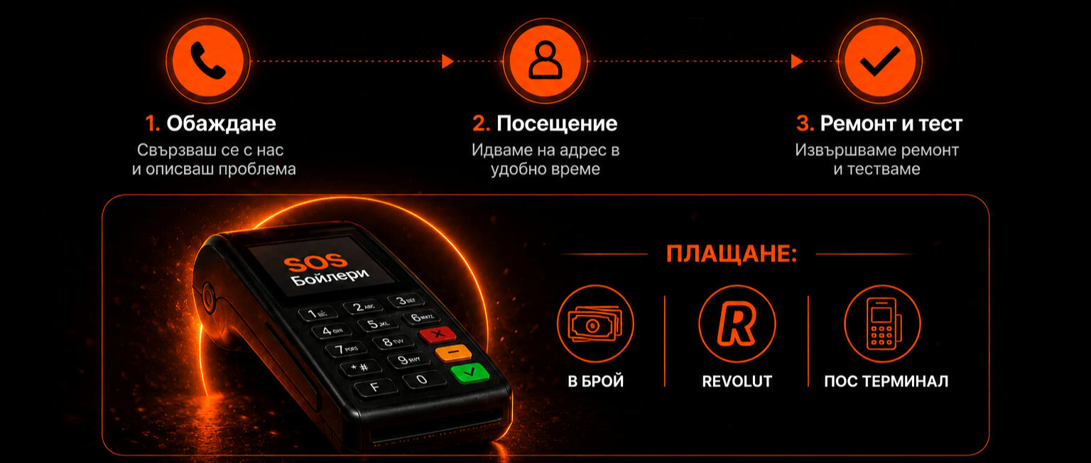Реакция до 60 минути в София и региона. Гаранция за ремонта. Ремонт на всички марки бойлери.